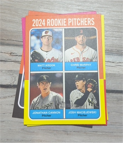 2024 Topps Heritage High Number #616 Rookie Pitchers Matt Krook Chris Murphy Jonathan Cannon Josh Maciejewski — front