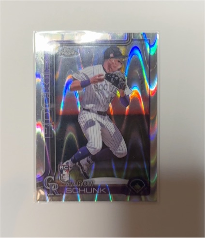 2025 Topps Chrome #238 Aaron Schunk Raywave Refractor Rookie Card — front