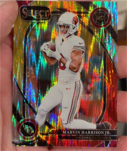 2024 Panini Select #219 Marvin Harrison Jr. Red & Yellow Prizm Shock — front