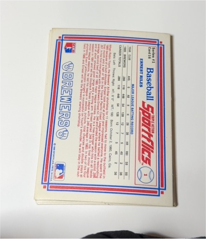 1986 Sportflics #1 Benetti Brewers — front