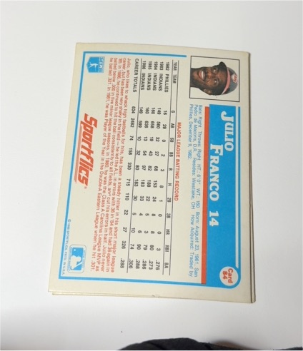 1987 Sportflics #14 Julio Franco — front