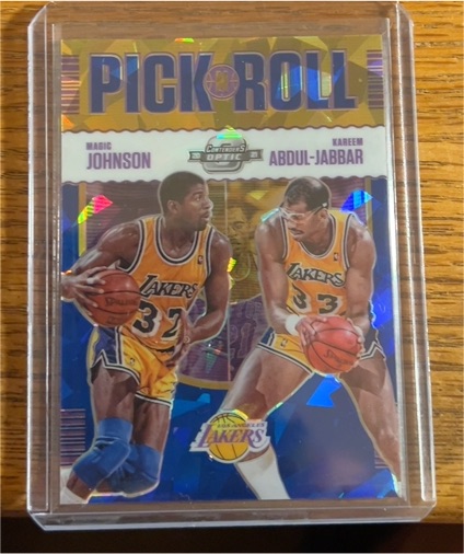 2020-21 Panini Contenders Optic Pick n Roll Magic Johnson & Kareem Abdul-Jabbar — front