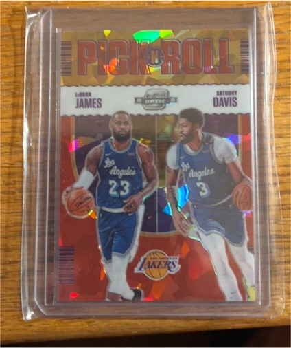 2020-21 Panini Contenders Optic #18 LeBron James/Anthony Davis Pick N Roll — front