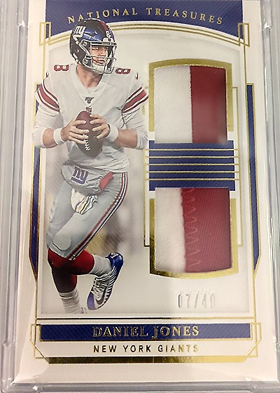 2019 Panini National Treasures Rookie Dual Materials #RDM-8 Daniel Jones — front