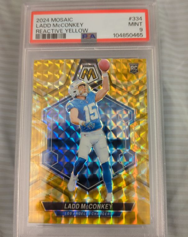 2024 Panini Mosaic #334 Ladd McConkey Reactive Yellow — front