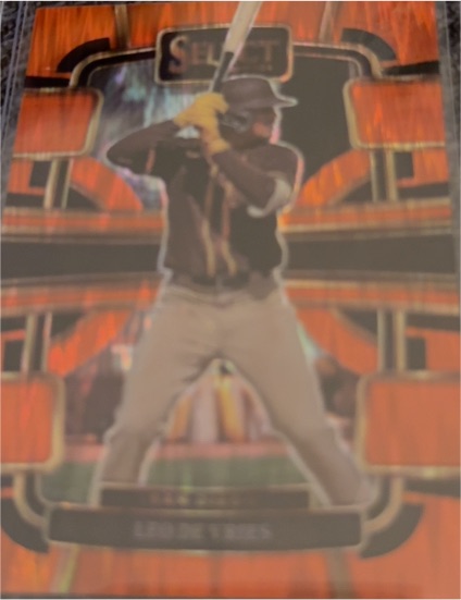 2024 Panini Select #81 Leo De Vries Orange Flash Prizm — front