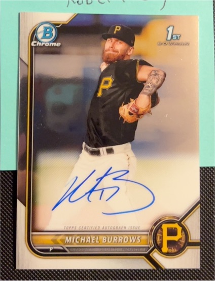 2022 Bowman Chrome #CPA-MB Michael Burrows 1st Bowman Autograph — front