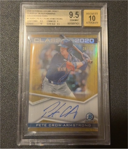 2020 Bowman Chrome Draft Class of 2020 Autographs #C20A-PC Pete Crow-Armstrong — front