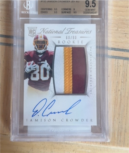 2015 Panini National Treasures #132 Jamison Crowder Rookie Patch Auto — front