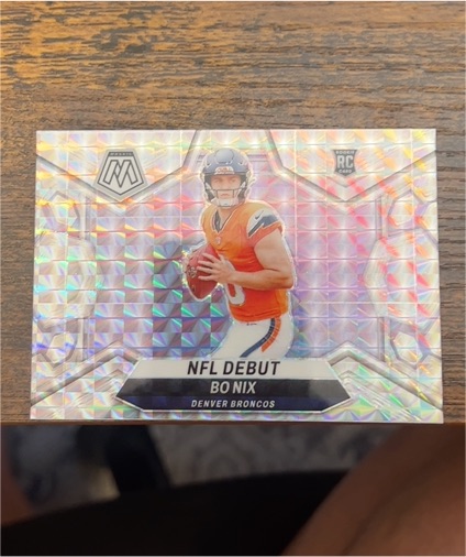 2024 Panini Mosaic #271 Bo Nix NFL Debut Silver Mosaic Prizm Rookie — front