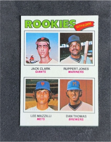 1977 Topps #488 Rookie Outfielders Jack Clark Ruppert Jones Lee Mazzilli Dan Thomas — front