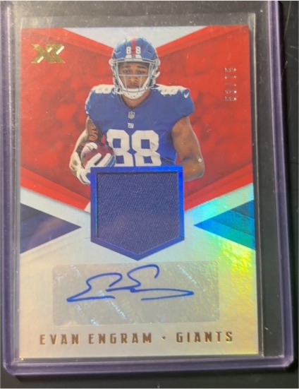 2017 Panini XR Evan Engram #/199 Rookie Patch Auto — front