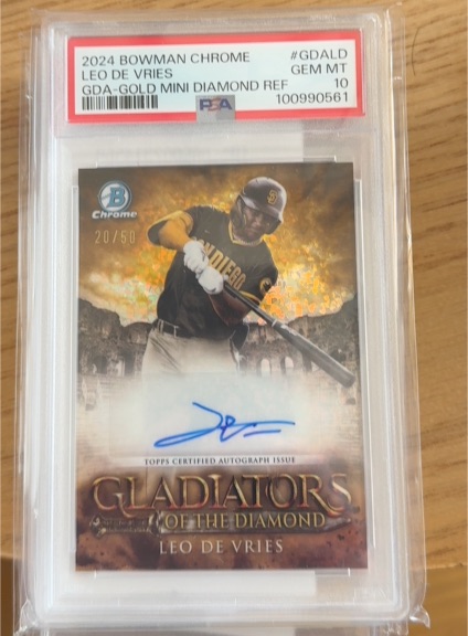 2024 Bowman Chrome #GDA-LD Leo De Vries Gladiators of the Diamond Auto — front