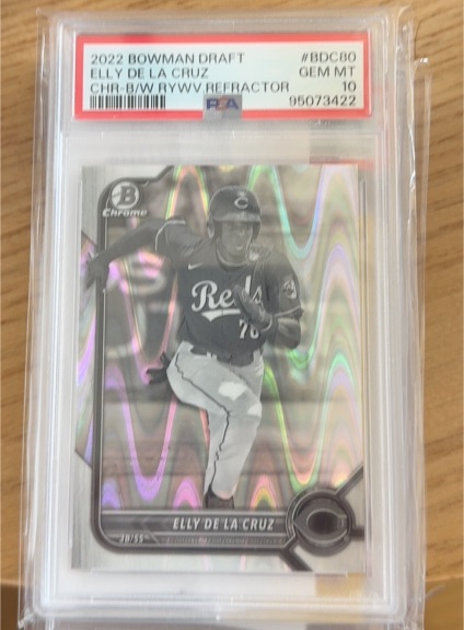 2022 Bowman Draft Chrome Black & White Raywave Refractor #BDC80 Elly De La Cruz — front