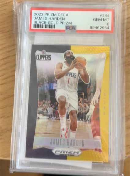 2023 Panini Prizm Deca #244 James Harden Black Gold Prizm — front