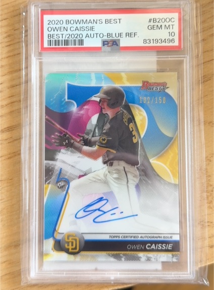 2020 Bowman's Best #B20OC Owen Caissie Best of 2020 Auto Blue Refractor — front