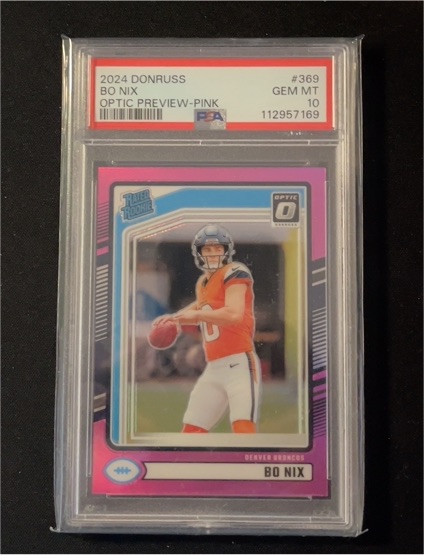 2024 Panini Donruss #369 Bo Nix Optic Preview Pink — front