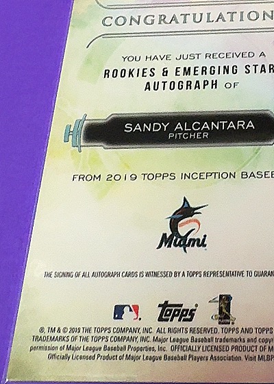 2019 Topps Inception Sandy Alcantara Rookie Autograph — front