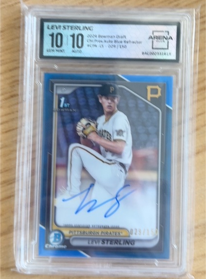 2024 Bowman Draft Chrome Blue Refractor #023 Levi Sterling — front
