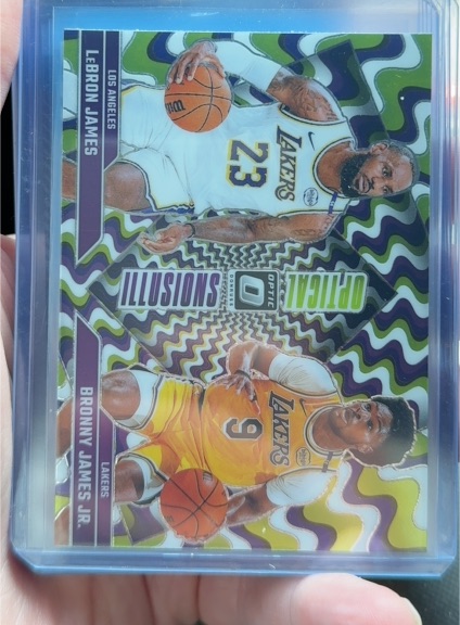 2022-23 Donruss Optic #3 LeBron James & Bronny James Jr. Optical Illusions — front