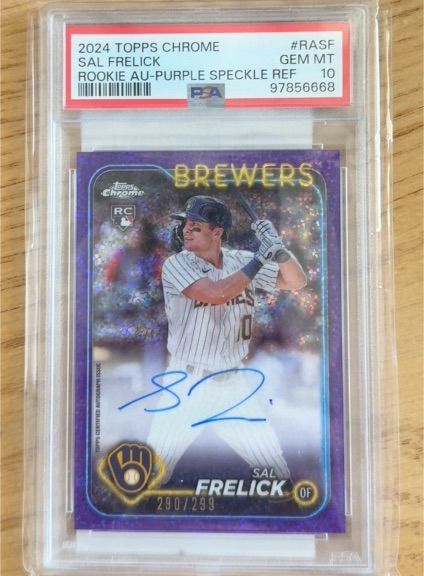 2024 Topps Chrome #RASF Sal Frelick Rookie AU-Purple Speckle Ref — front