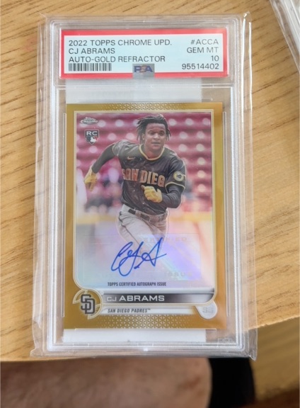 2022 Topps Chrome Update #ACCA CJ Abrams Auto-Gold Refractor — front