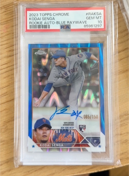 2023 Topps Chrome #RAKSA Kodai Senga Rookie Auto-Blue Raywave — front