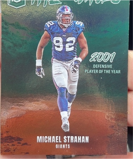 2001 Panini Title Waves Michael Strahan #2001 Defensive Player of the Year — front