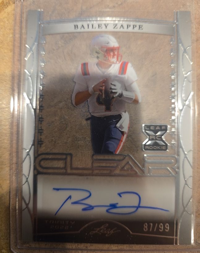2022 Leaf Trinity Clear #Bailey Zappe — front