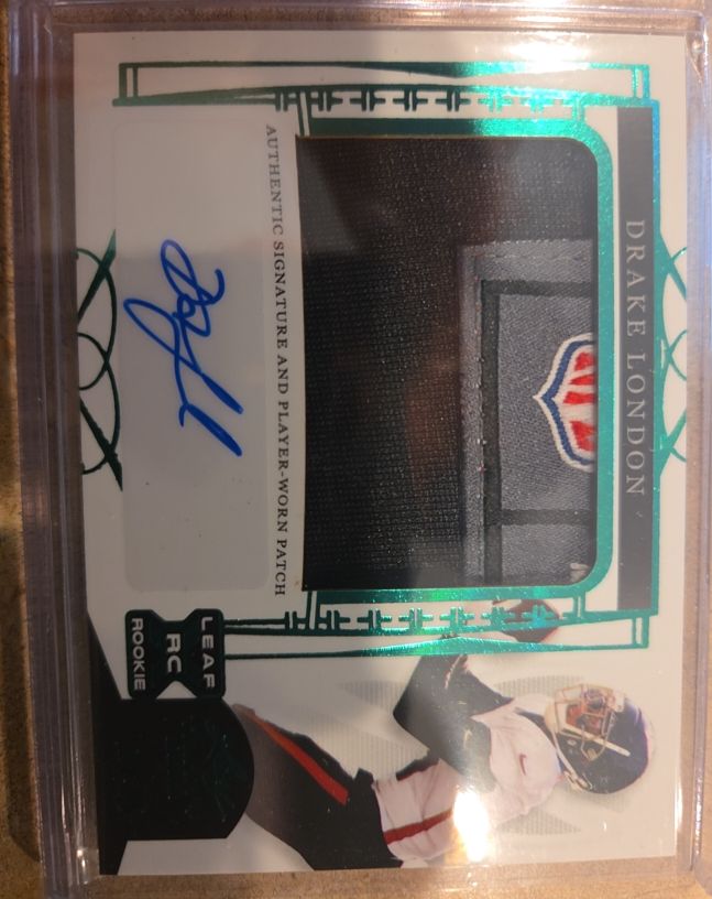 2022 Leaf Trinity #RC Drake London Rookie Patch Autograph — front