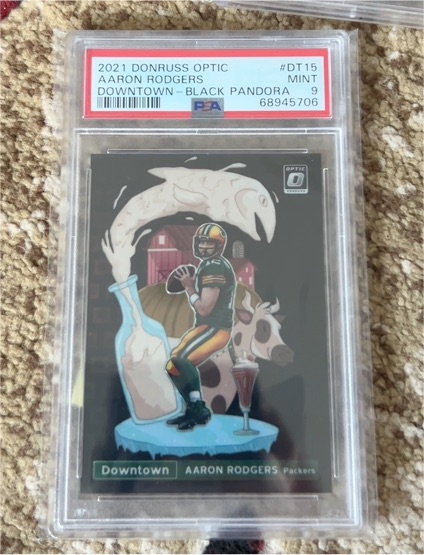 2021 Donruss Optic #DT15 Aaron Rodgers Downtown - Black Pandora — front