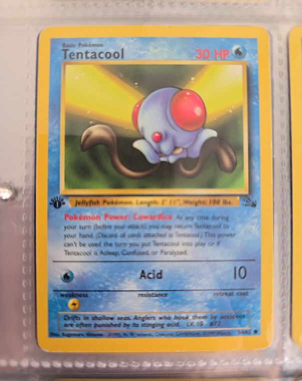1999 Pokémon Fossil #56 Tentacool — front