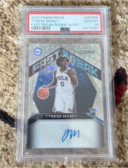 2020 Panini Prizm #FRTMX Tyrese Maxey Fast Break Rookie Auto — front