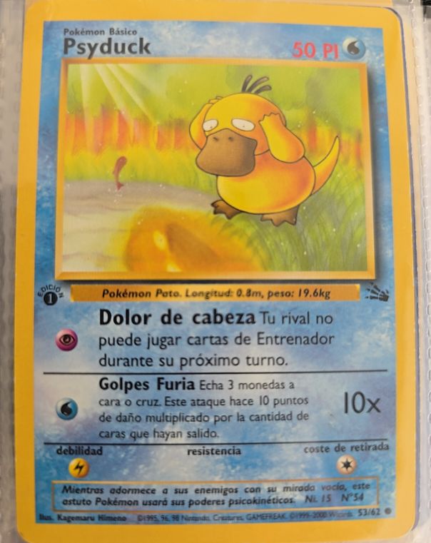 1999 Pokémon Fossil #53 Psyduck — front