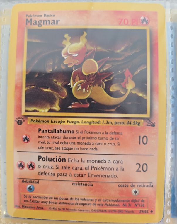 1999 Pokémon Fossil #39 Magmar — front