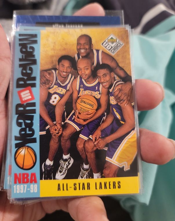 1997-98 Upper Deck Choice Year in Review #197 All-Star Lakers Kobe Bryant Shaquille O'Neal — front