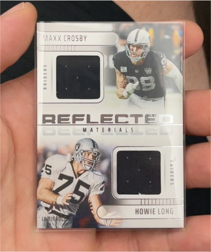 2025 Panini Luminance Reflected Materials #RFM-OAK Maxx Crosby & Howie Long — front