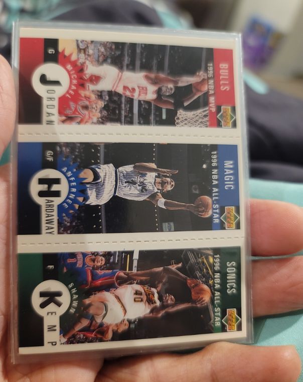 1996-97 Upper Deck Collector's Choice Mini #M11 Michael Jordan / Anfernee Hardaway / Shawn Kemp — front