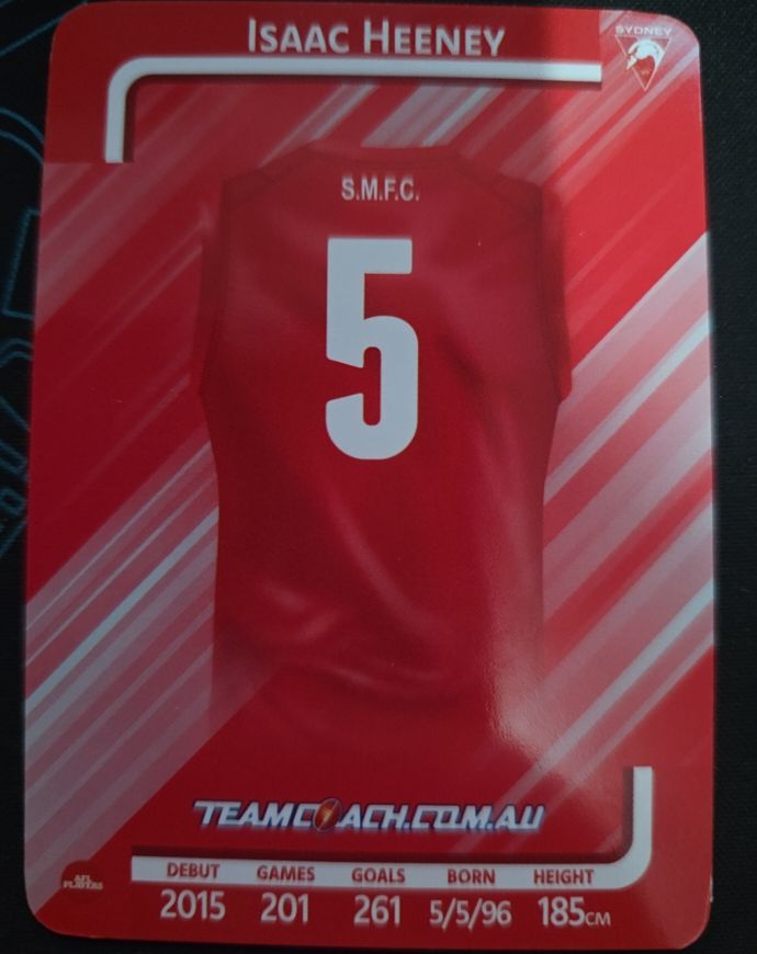 2023 TeamCoach #5 Isaac Heeney — front