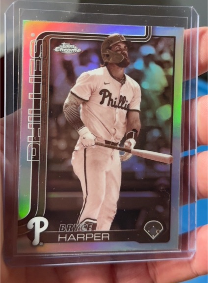 2025 Topps Chrome #150 Bryce Harper Sepia Refractor — front