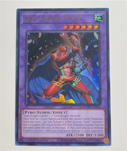 2020 Yu-Gi-Oh! Battles of Legend: Monster Mayhem BLMM-EN136 Gem-Knight Ruby — front