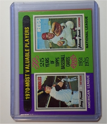 1975 Topps #208 1970 MVPs Boog Powell / Johnny Bench — front