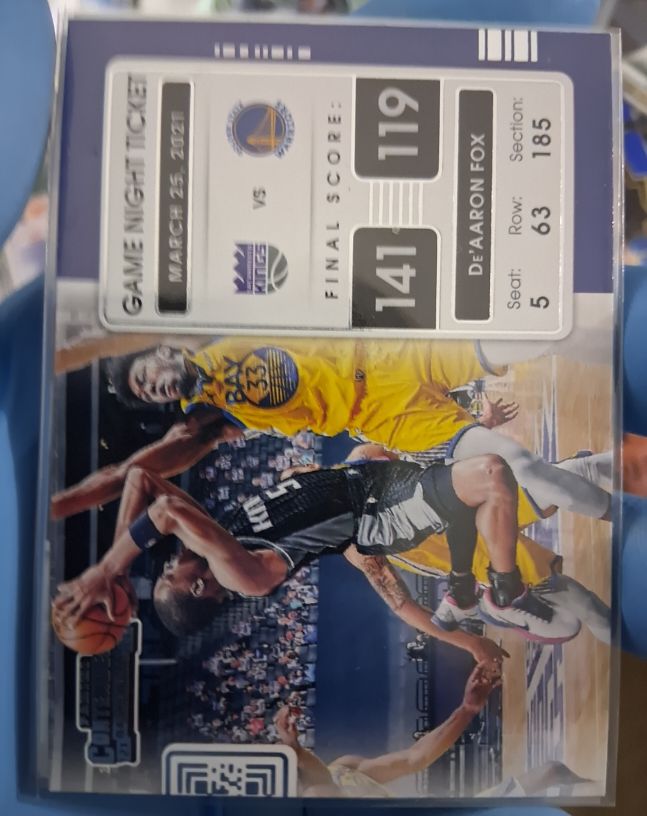 2021-22 Panini Contenders #1 De'Aaron Fox Game Night Ticket — front