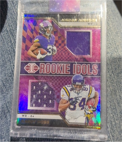 2023 Panini Illusions Rookie Idols Dual Memorabilia Jordan Addison Randy Moss — front
