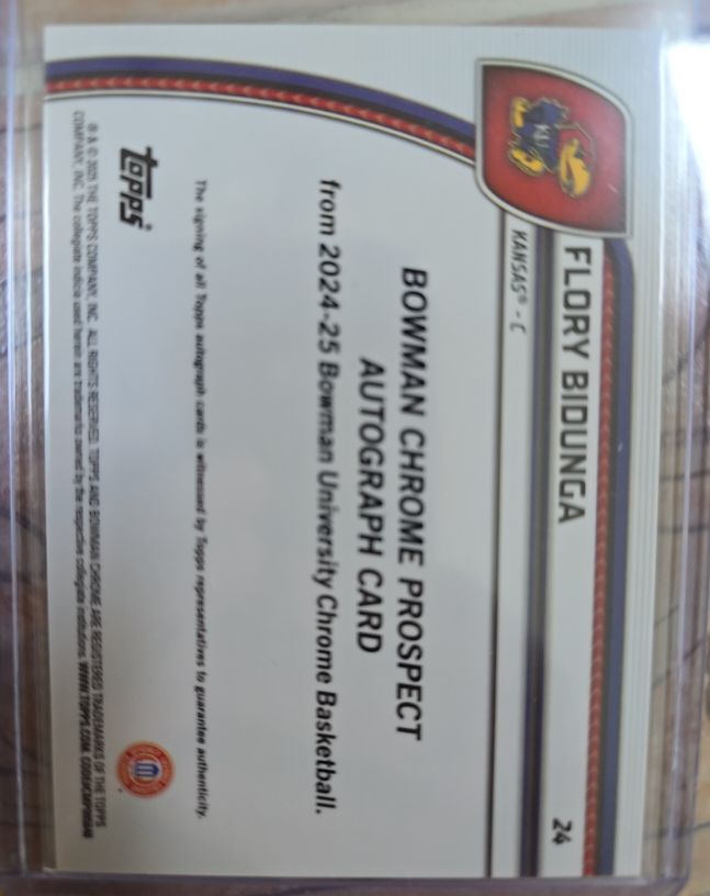 2024-25 Bowman University Chrome #24 Flory Bidunga — front