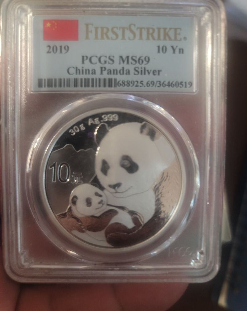 2019 China Panda Silver 10 Yuan PCGS MS69 First Strike — front