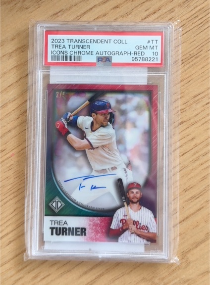 2023 Topps Transcendent Collection #TT Trea Turner Icons Chrome Autograph Red — front