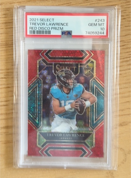 2021 Select #243 Trevor Lawrence Red Disco Prizm — front