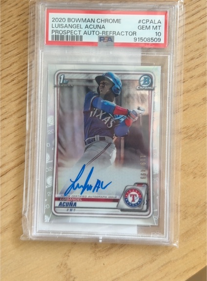 2020 Bowman Chrome #CPA-LA Luisangel Acuna Prospect Auto-Refractor — front