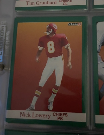 1991 Fleer #94 Nick Lowery — front